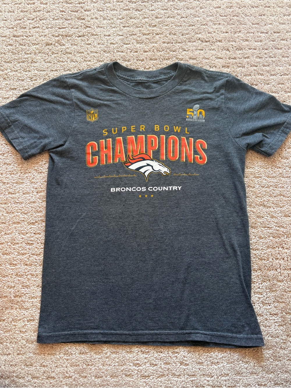 NFL Denver Broncos Charcoal Gray Super Bowl Champions Tee